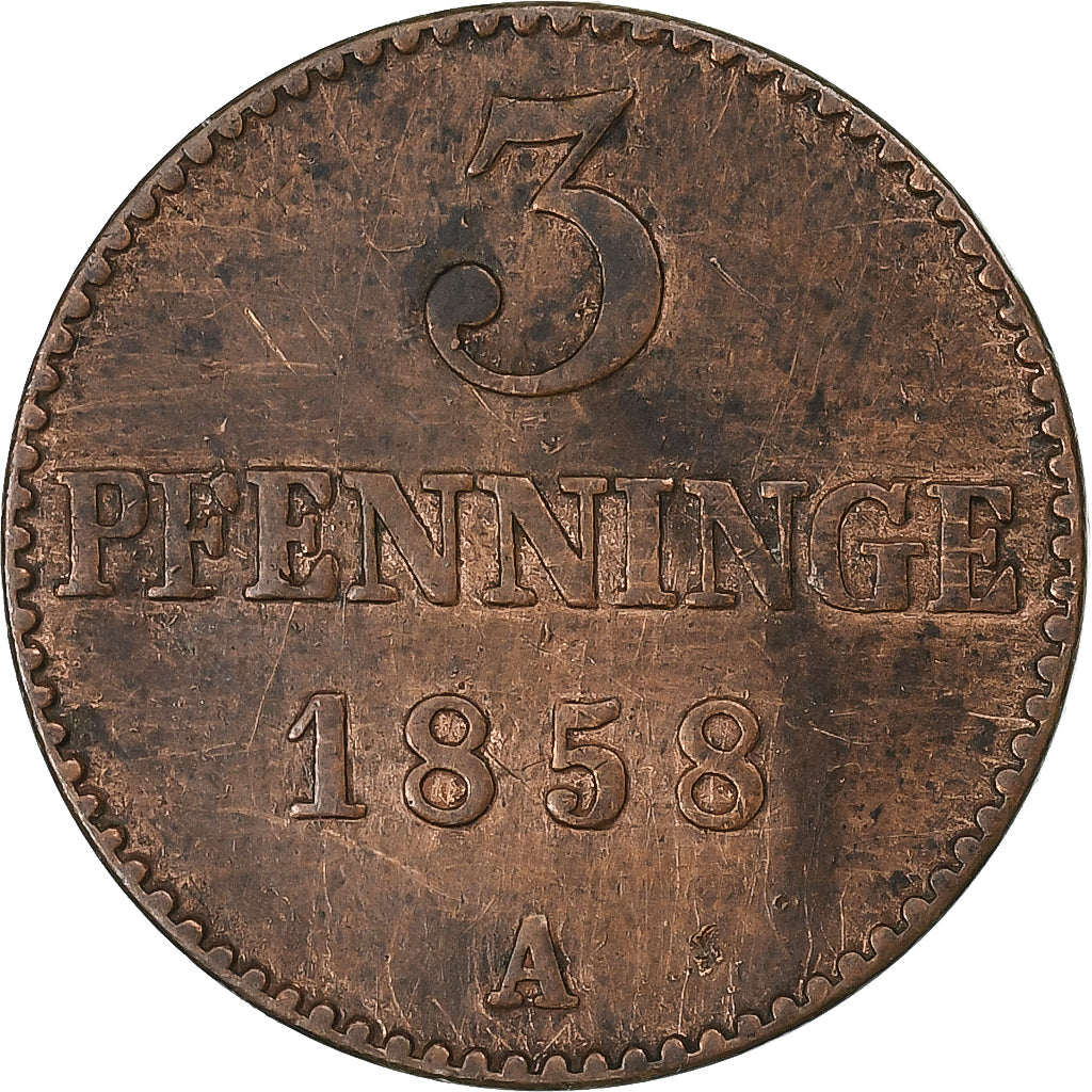 Stati tedeschi, MECKLENBURG-SCHWERIN, Friedrich Franz II, 3 Pfennig, 1858