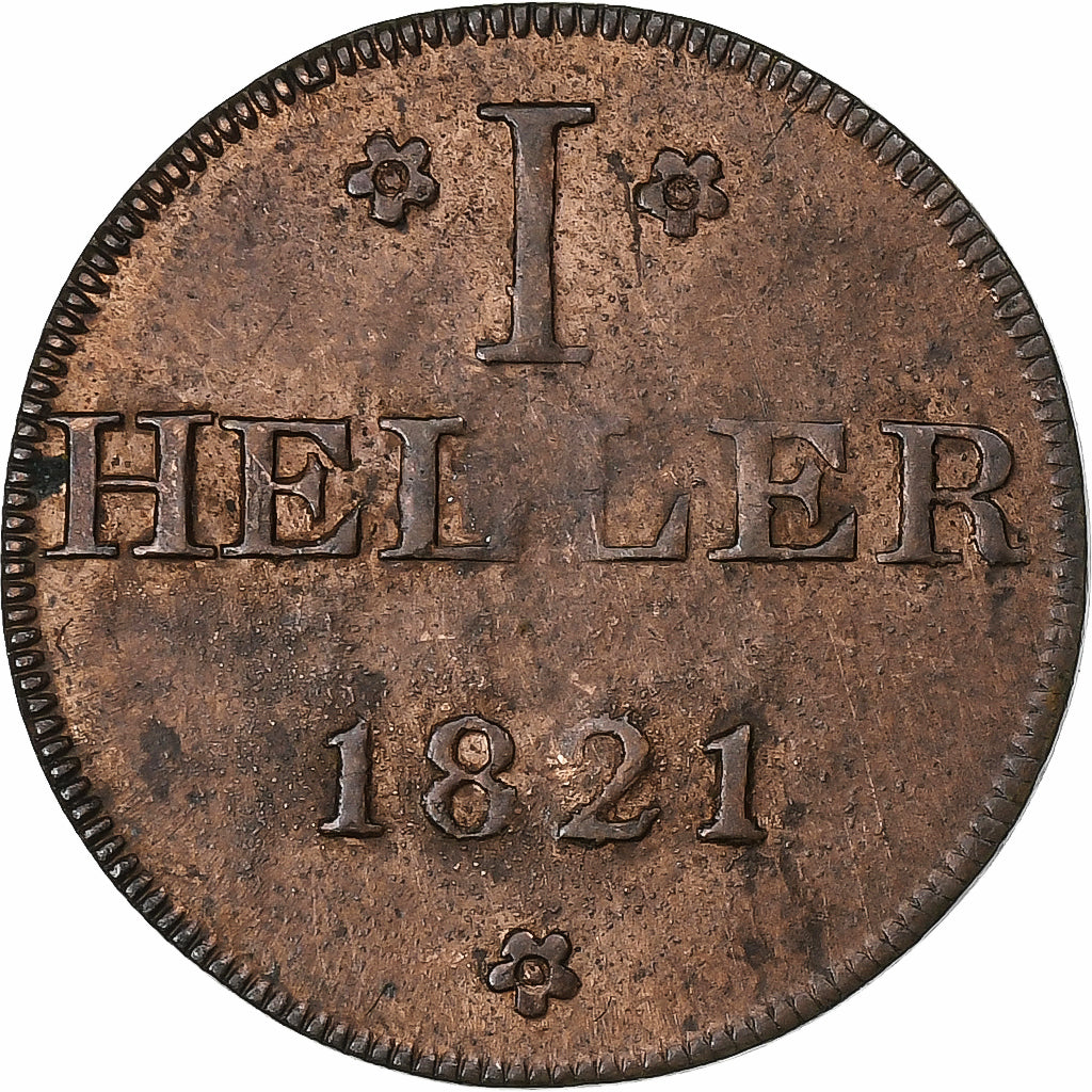 Etats allemands, FRANKFURT AM MAIN, Heller, 1821, Cuivre, TTB+, KM:301
