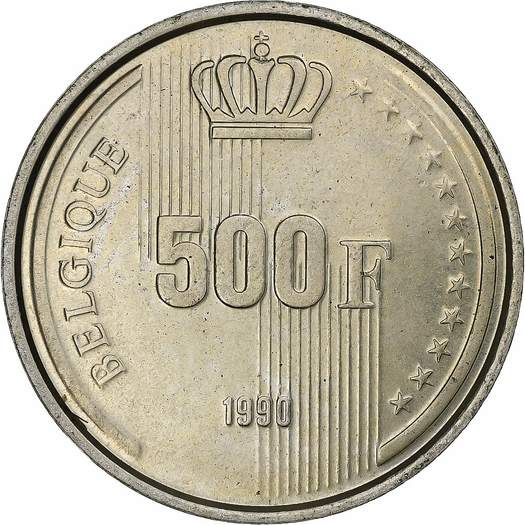 Belgium, 500 Francs, 500 Frank, 1990, Silver, AU(50-53), KM:179
