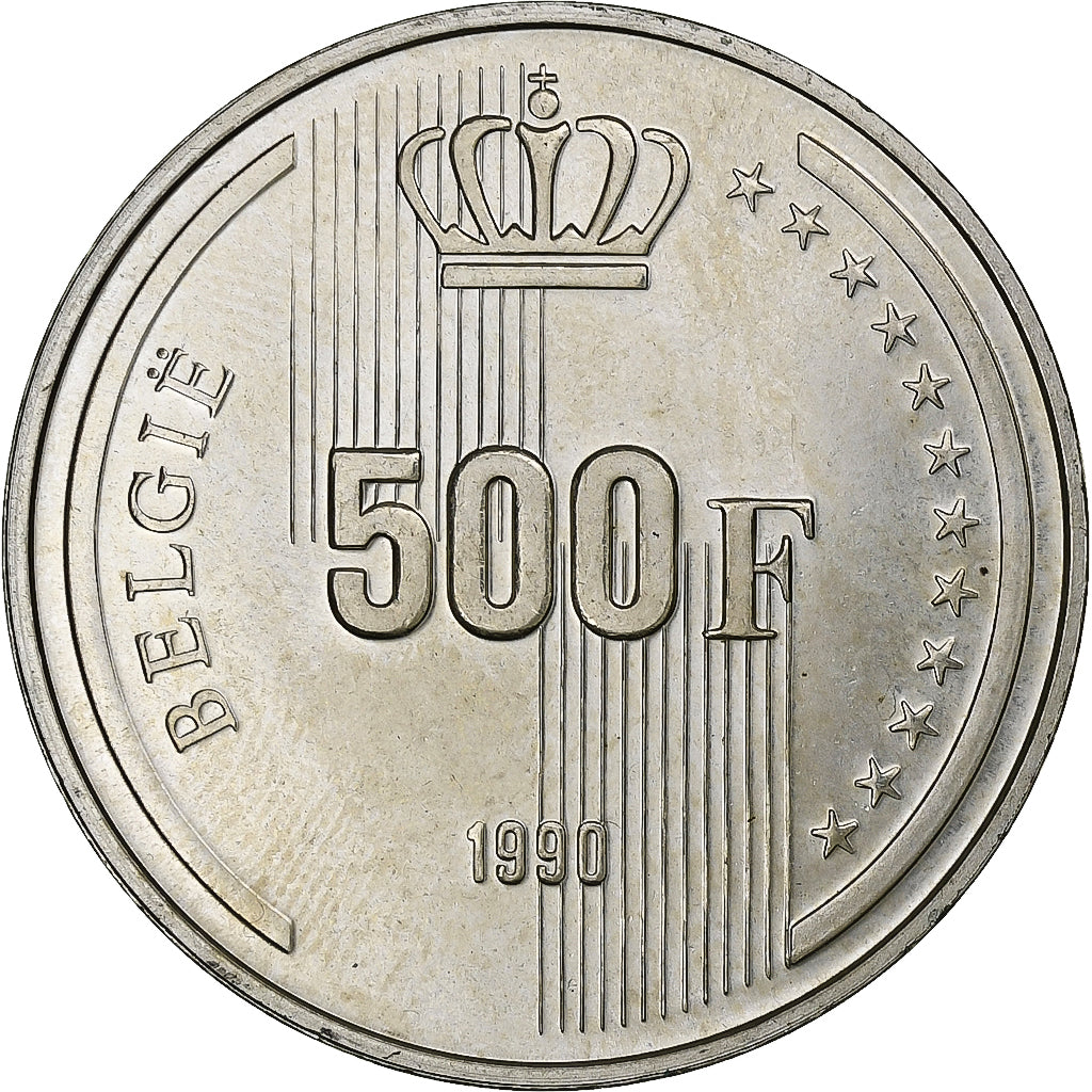 Belgium, 500 Francs, 500 Frank, 1990, Silver, AU(50-53), KM:179