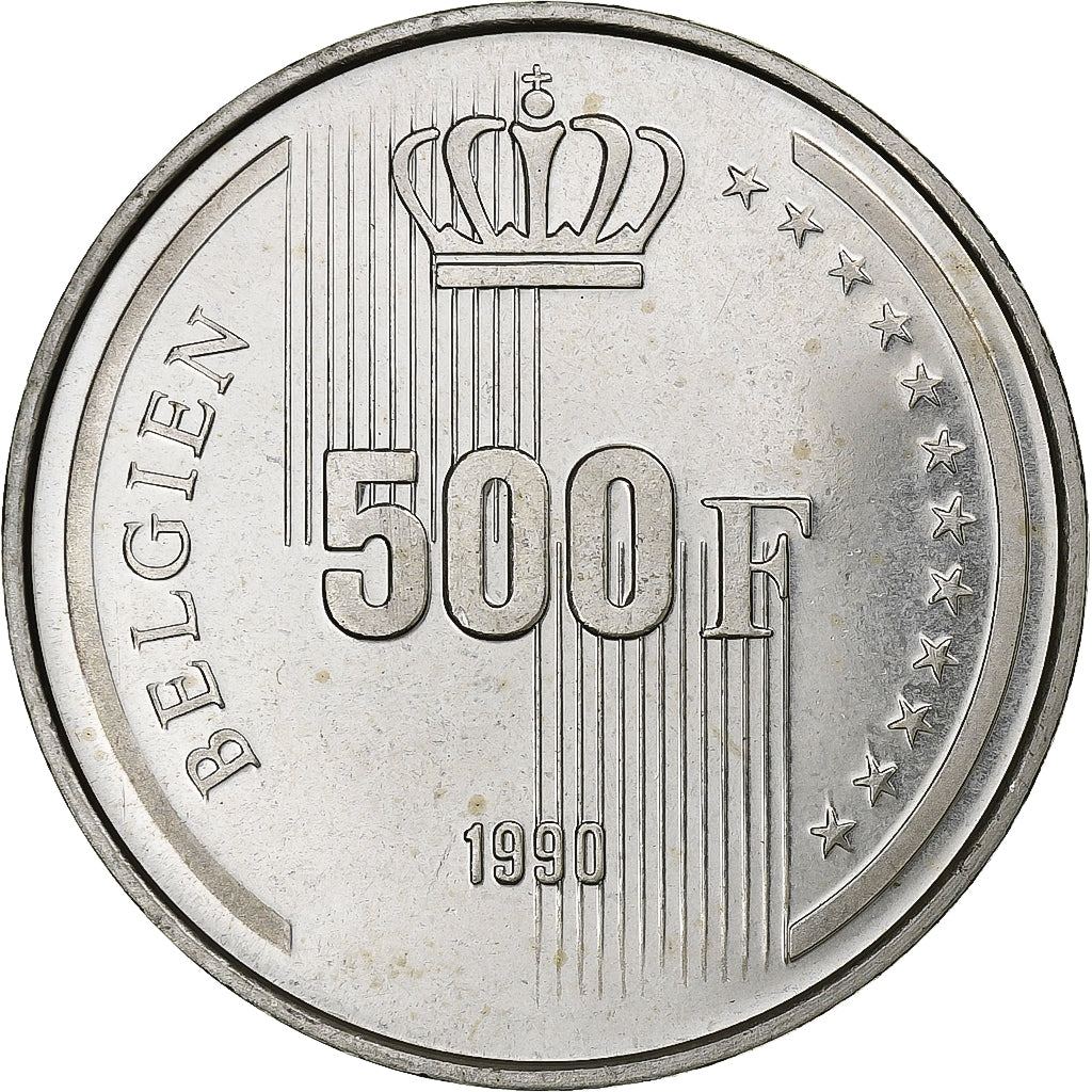 Belgium, 500 Francs, 500 Frank, 1990, Silver, AU(55-58), KM:179