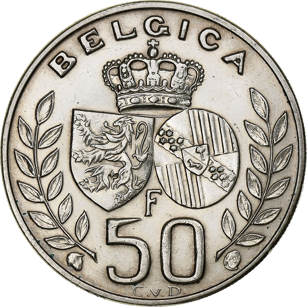Coin, Belgium, Baudouin I, 50 Francs, 50 Frank, 1960, AU(50-53), Silver