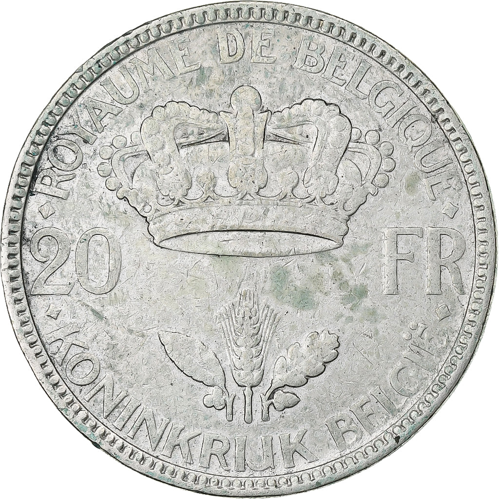 Belgium, 20 Francs, 20 Frank, 1935, Silver, VF(30-35), KM:105