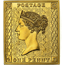 France, Médaille, 125ème Anniversaire du Timbre-Poste, Or, MDP, FDC