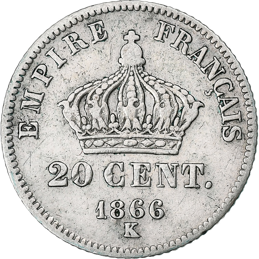 Coin, France, Napoleon III, Napoléon III, 20 Centimes, 1866, Bordeaux