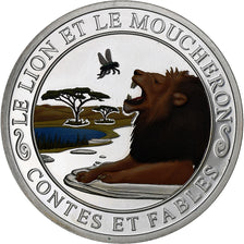 France, Medal, Contes et Fables, Le Lion et le Moucheron, Silver, MS(64)