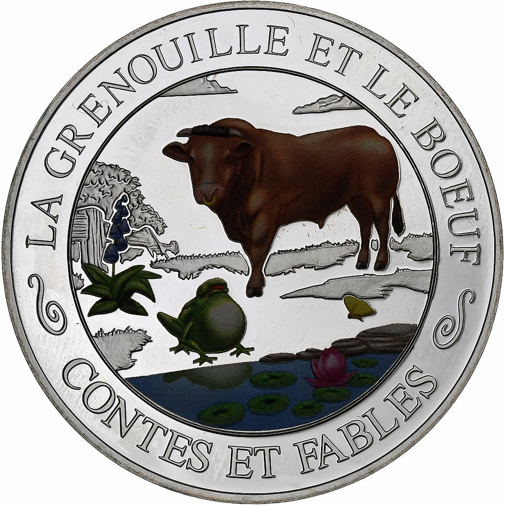 France, Medal, Contes et Fables, La Grenouille et le Boeuf, Silver, MS(64)