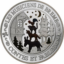 France, Medal, Contes et Fables, Les Musiciens de Brême, Silver, MS(64)