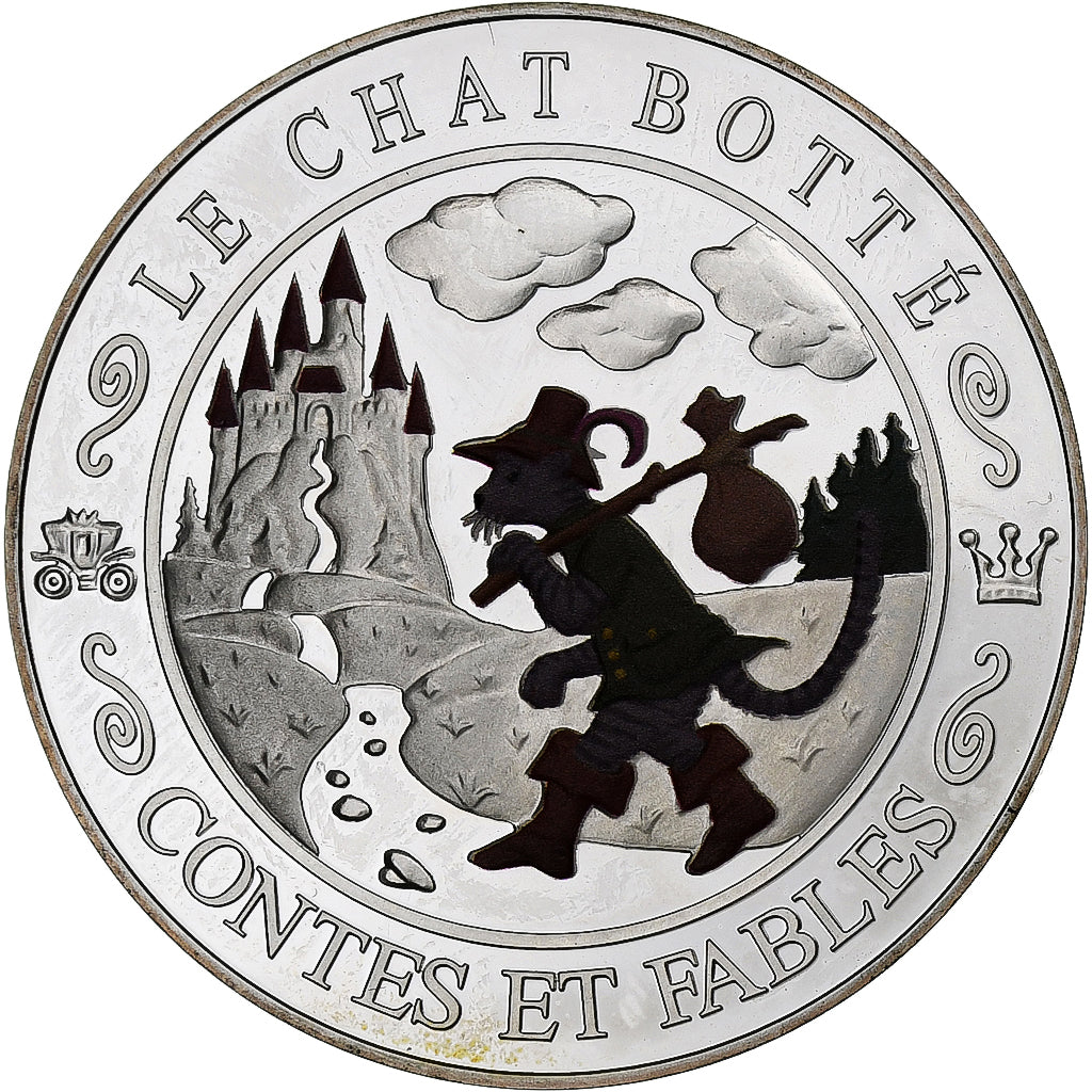 France, Medal, Contes et Fables, Le Chat Botté, Silver, MS(64)