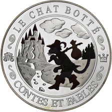 France, Medal, Contes et Fables, Le Chat Botté, Silver, MS(64)