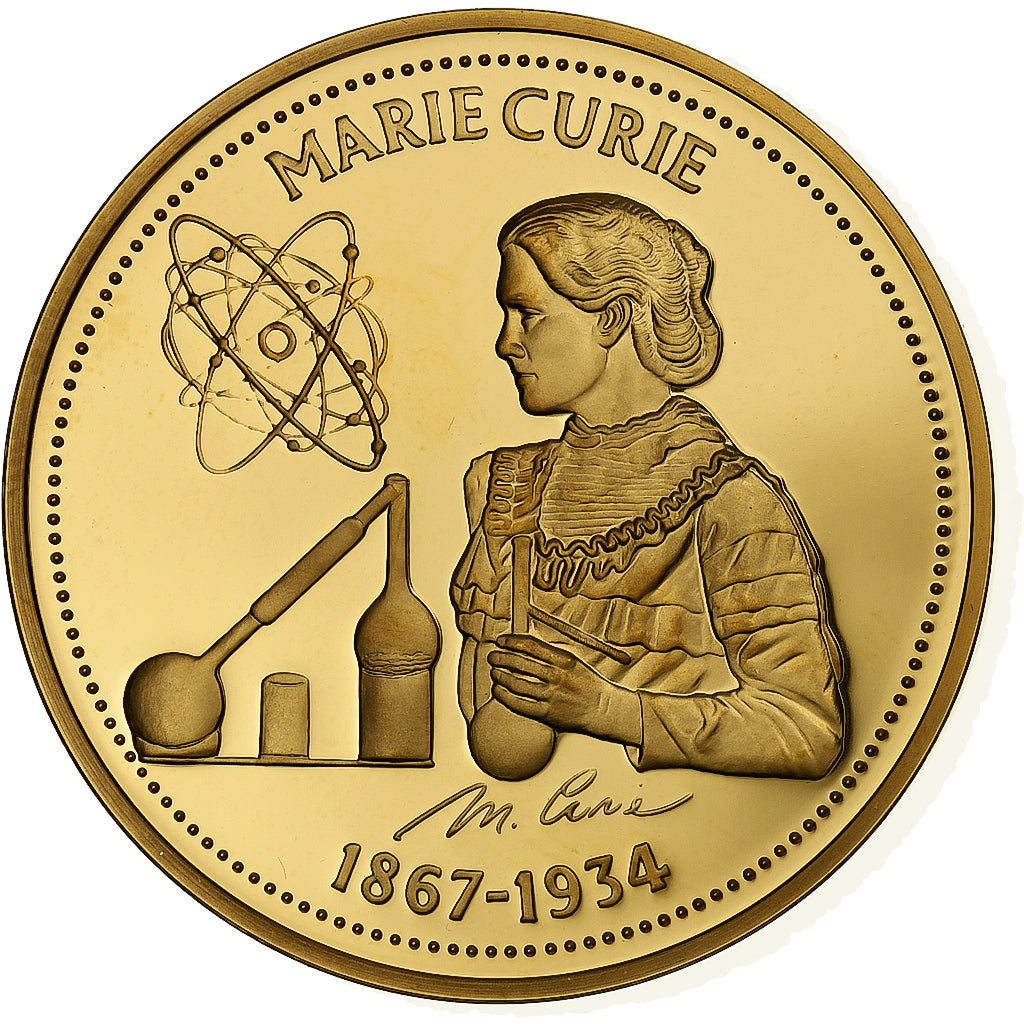 Francia, medalla, Marie Curie, Copper Gilt, FDC