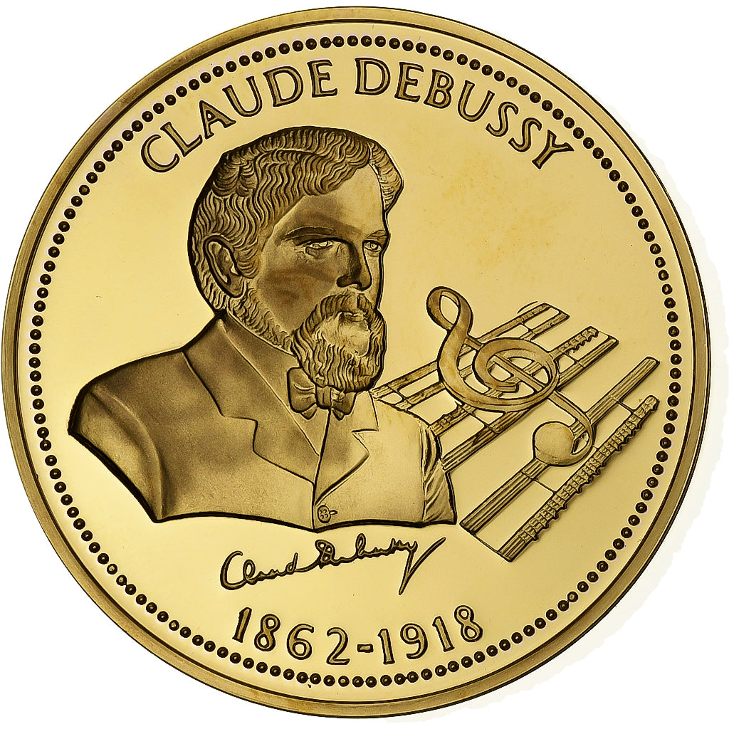 France, Medal, Musique, Claude Debussy, Copper Gilt, MS(65-70)
