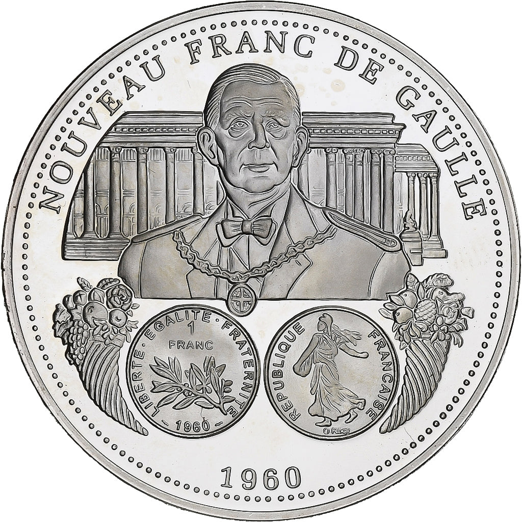 France, Medal, Nouveau Franc De Gaulle, Silver, MS(64)