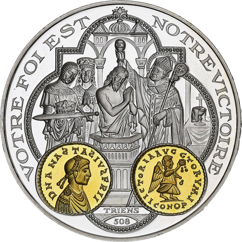 France, Medal, 2000 Ans d'Histoire Monétaire, Triens Mérovingien, Silver