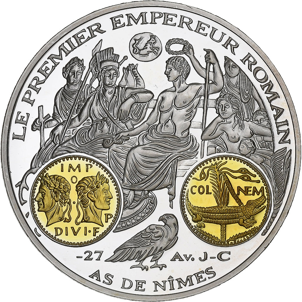 France, Medal, Histoire Monétaire, As de Nimes, Silver, MS(64)