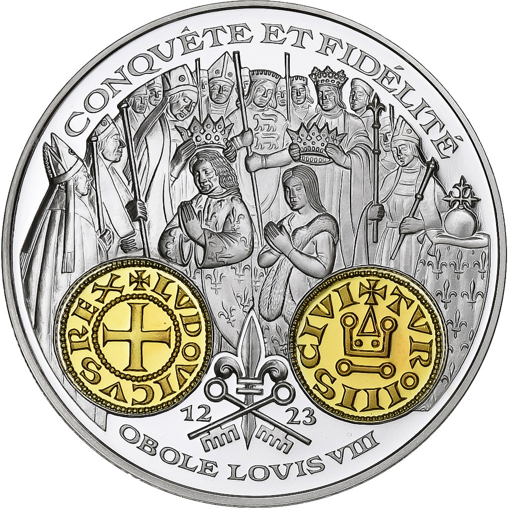 France, Medal, Histoire Monétaire, Obole Louis VIII, Silver, MS(65-70)