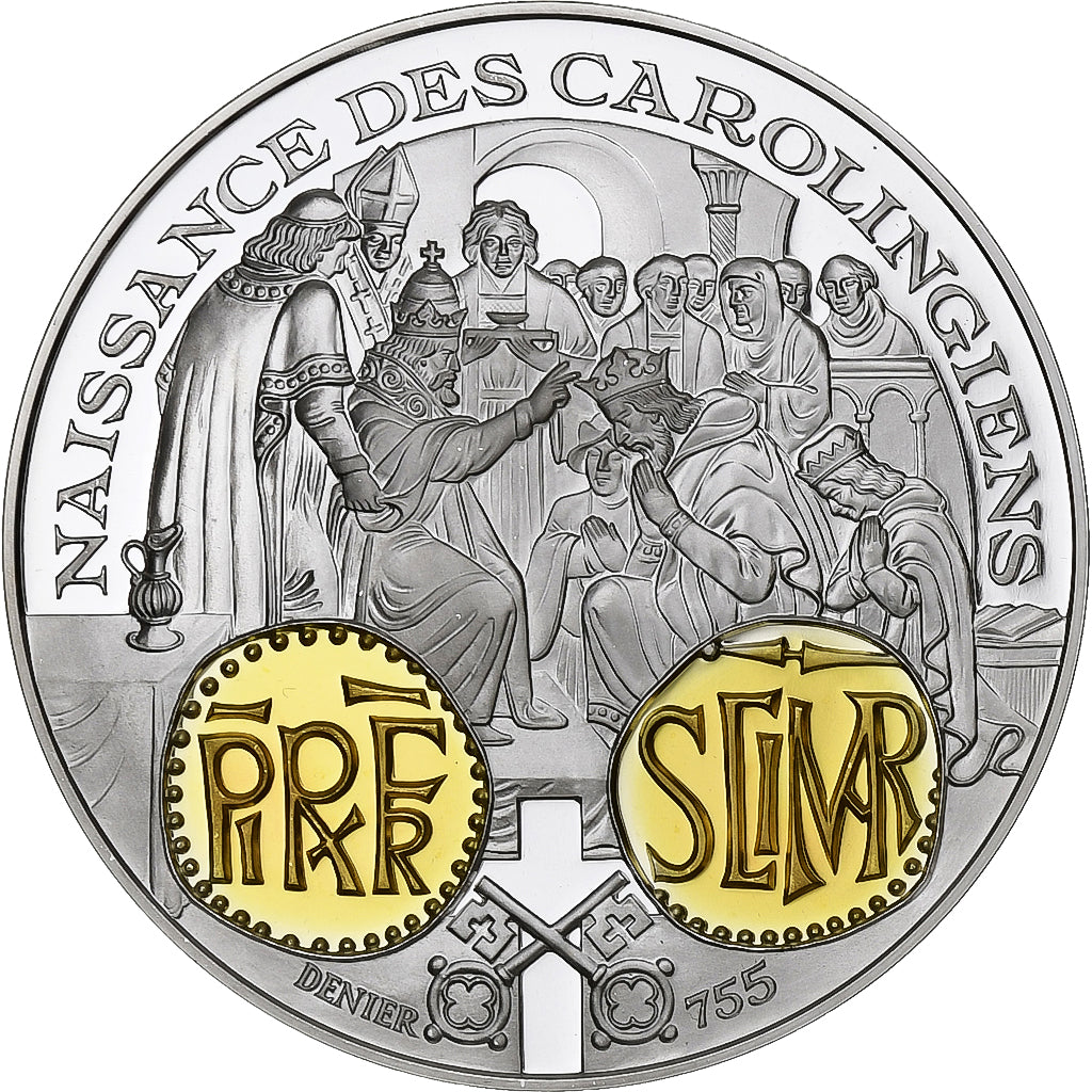 France, Medal, Histoire Monétaire, Denier Pépin le Bref, Silver, MS(65-70)