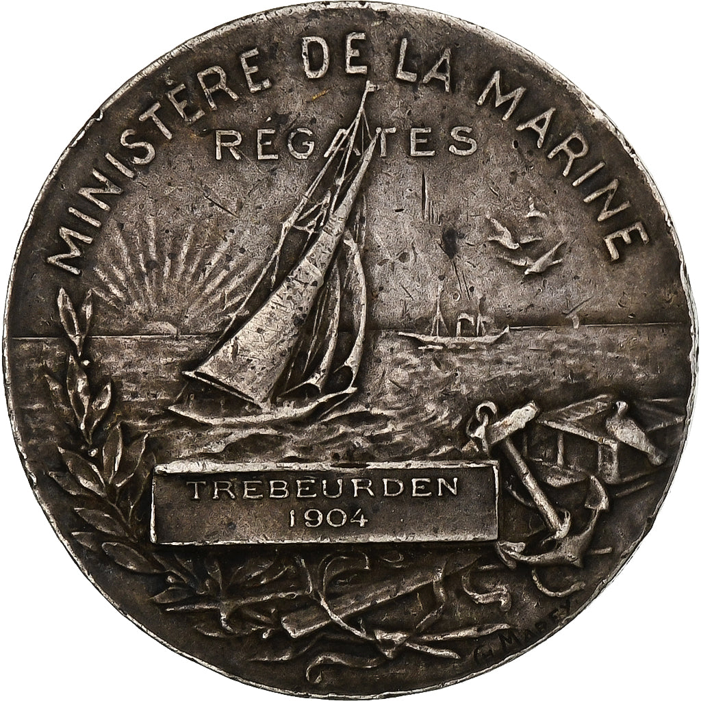 France, Medal, Ministère de la Marine, Régates, 1904, Silver, Dupuis.D