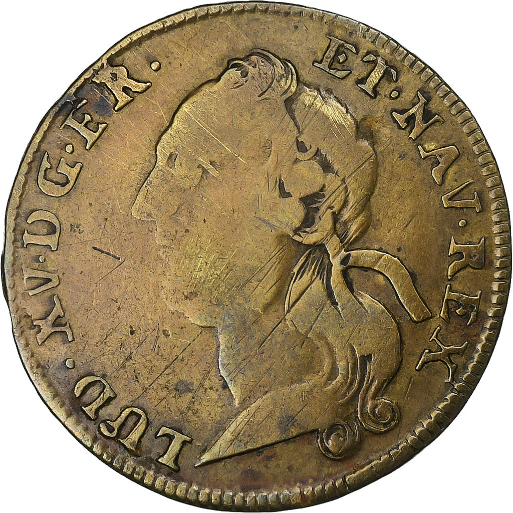 France, Token, Louis XV, Optimo Principi, 1744, Brass, VF(20-25)