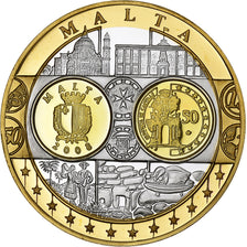 Malta, medal, L'Europe, Malte, Srebro platerowane miedzią, FDC, MS(65-70)