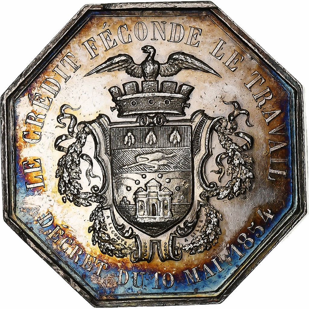 France, Token, Comptoir d'Escompte de l'arrondissement de Lille, 1854, Silver