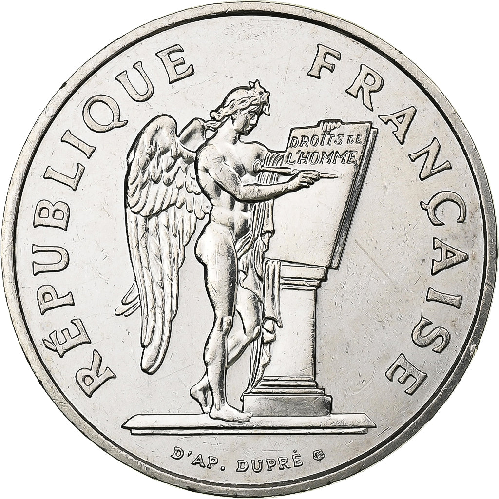 Frankrijk, 100 Francs, Droits de l'Homme, 1989, Zilver, ZF+, Gadoury:904, KM:970