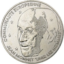 Francja, 100 Francs, Jean Monnet, 1992, Srebro, AU(55-58), Gadoury:907, KM:1120