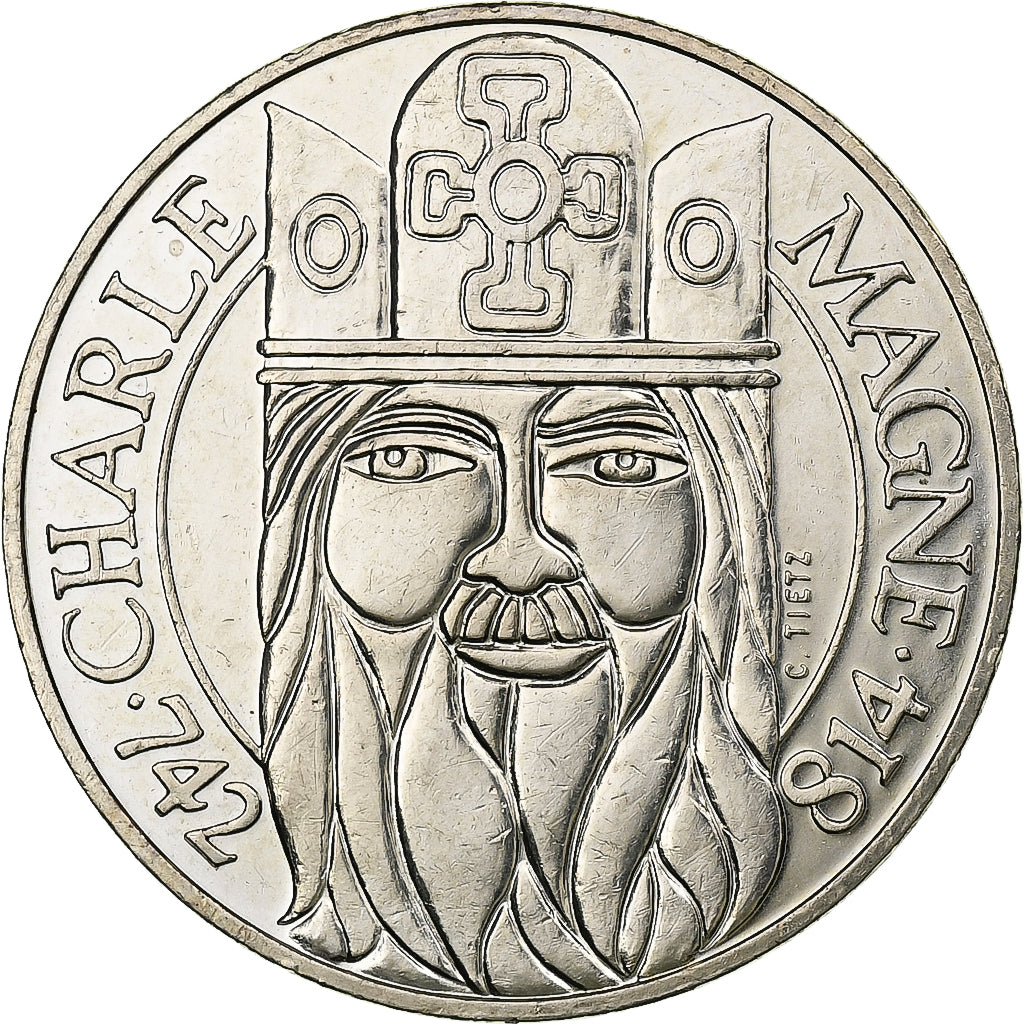 France, 100 Francs, Charlemagne, 1990, Paris, Silver, AU(55-58), Gadoury:905