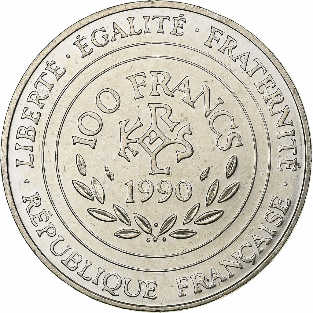 France, 100 Francs, Charlemagne, 1990, Paris, Silver, AU(55-58), Gadoury:905