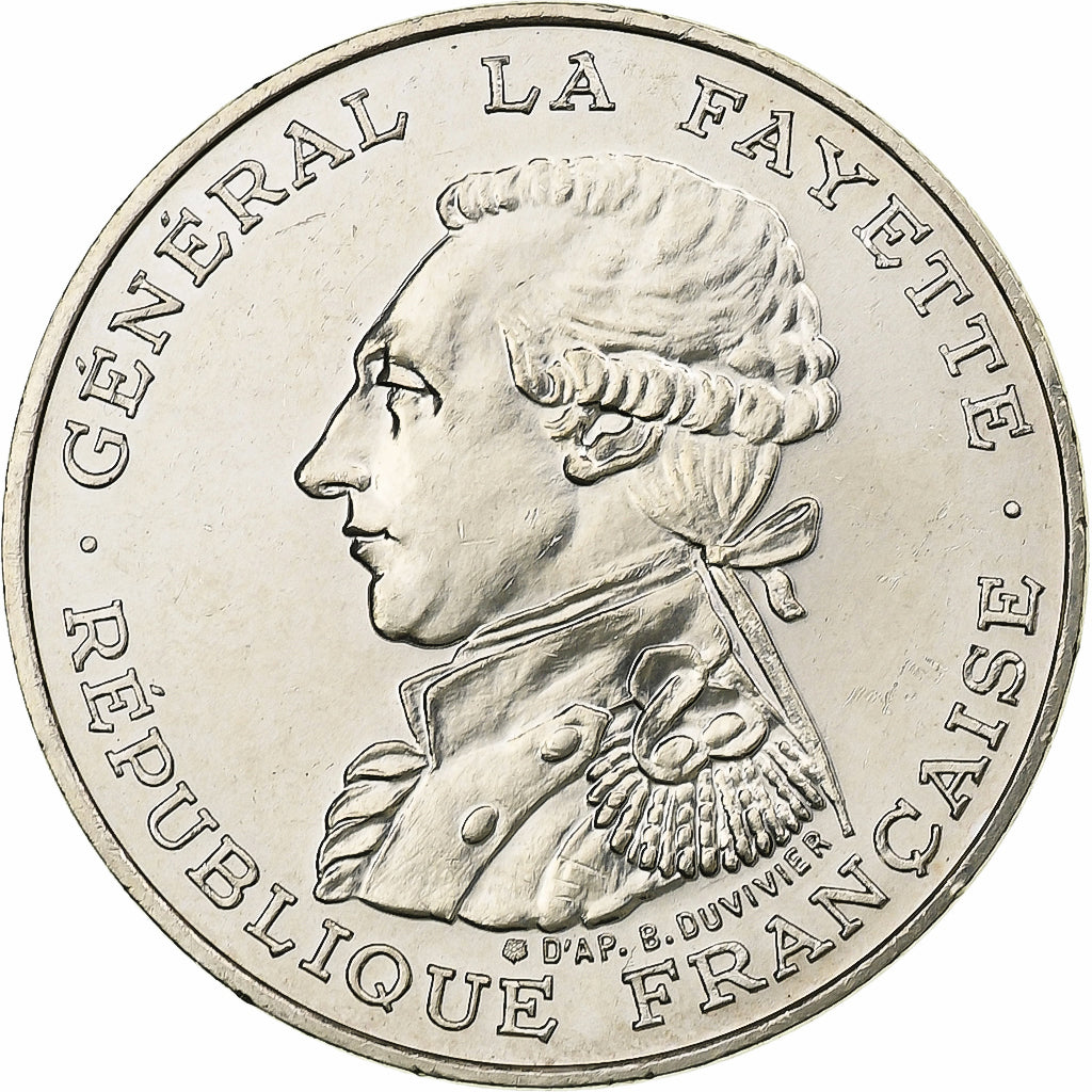 France, 100 Francs, Lafayette, 1987, Silver, AU(55-58), Gadoury:902, KM:962