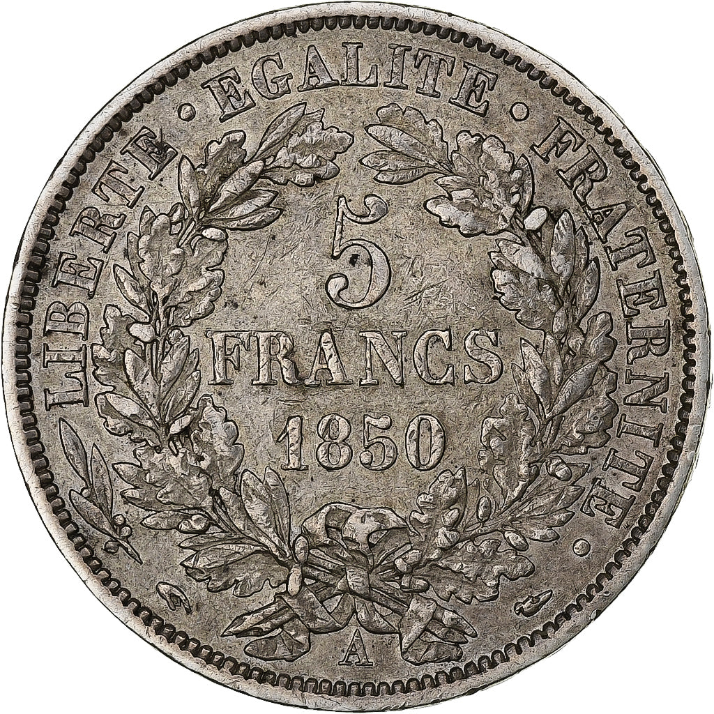 Coin, France, Cérès, 5 Francs, 1850, Paris, EF(40-45), Silver, KM:761.1