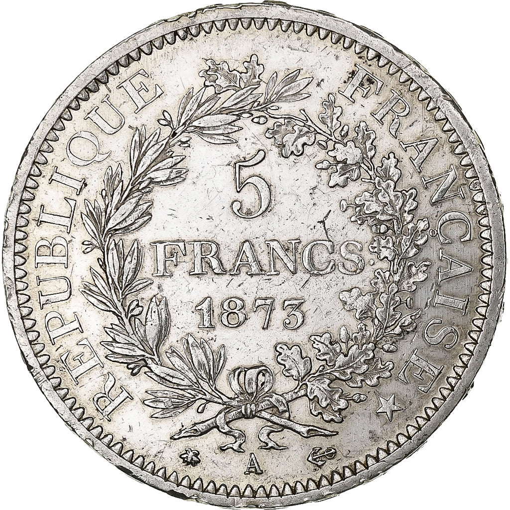 Munten, Frankrijk, Hercule, 5 Francs, 1873, Paris, ZF+, Zilver, KM:820.1