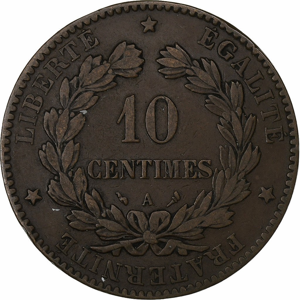 Francia, 10 Centimes, Cérès, 1897, Paris, Bronzo, MB+, Gadoury:265a, KM:815.1