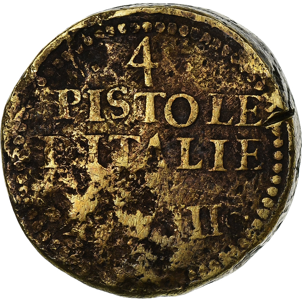 Italie, Poids Monétaire, 4 Pistoles d'Italie, X Deniers VIII Grains, Laiton, B+