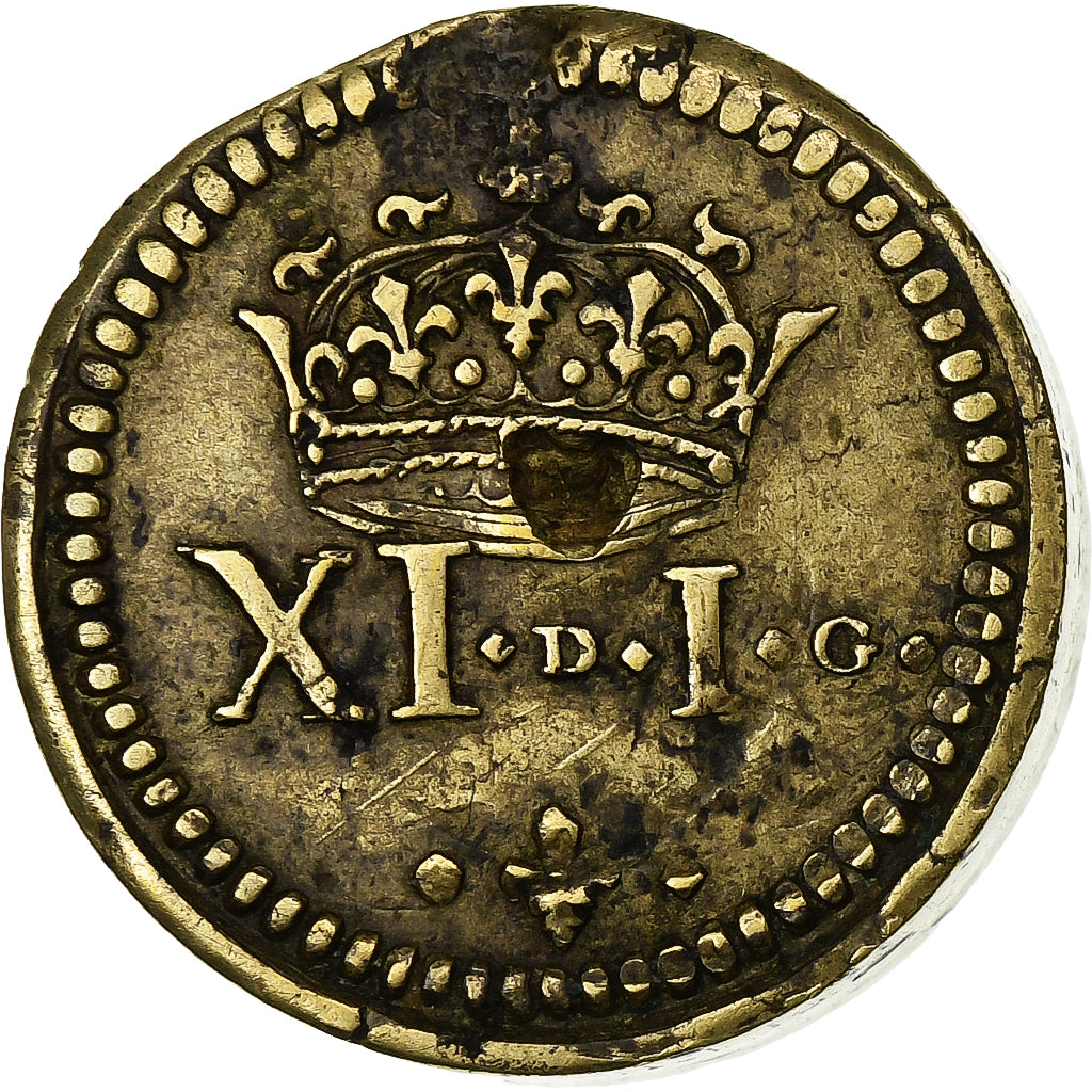 France, Poids Monétaire, Franc de Forme Circulaire, Henri III, Brass, EF(40-45)