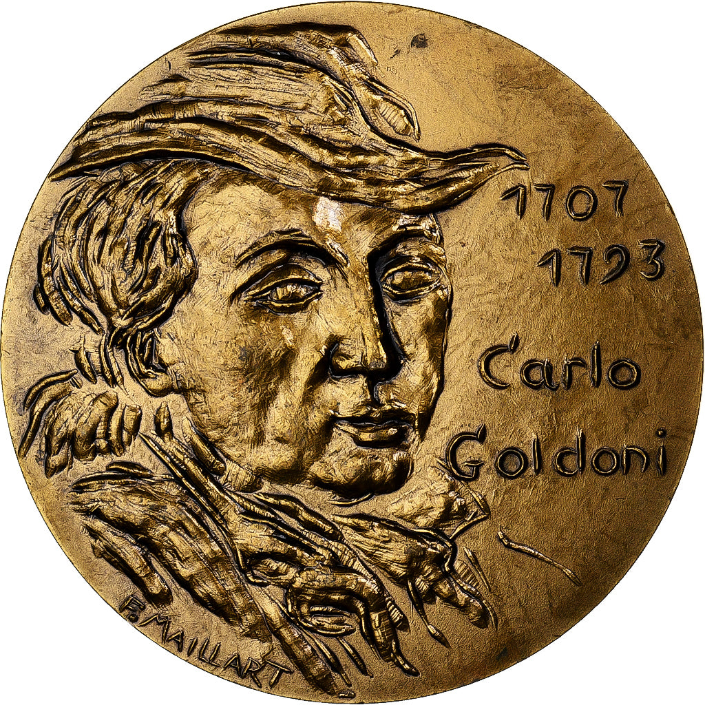 Frankreich, Medaille, Carlo Goldoni, Bronze Florentin, Maillart, UNZ