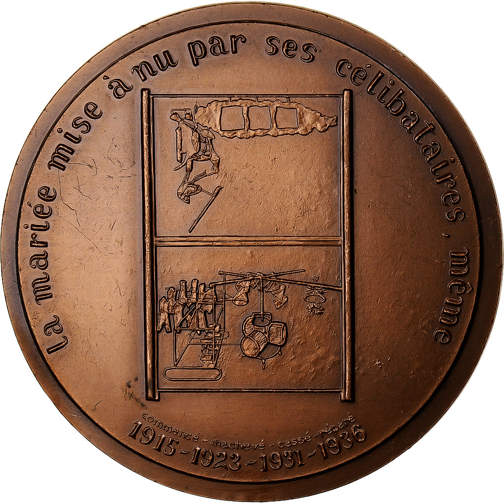 France, Medal, Marcel Duchamps, 1977, Copper, Marcel Jean, MS(64)