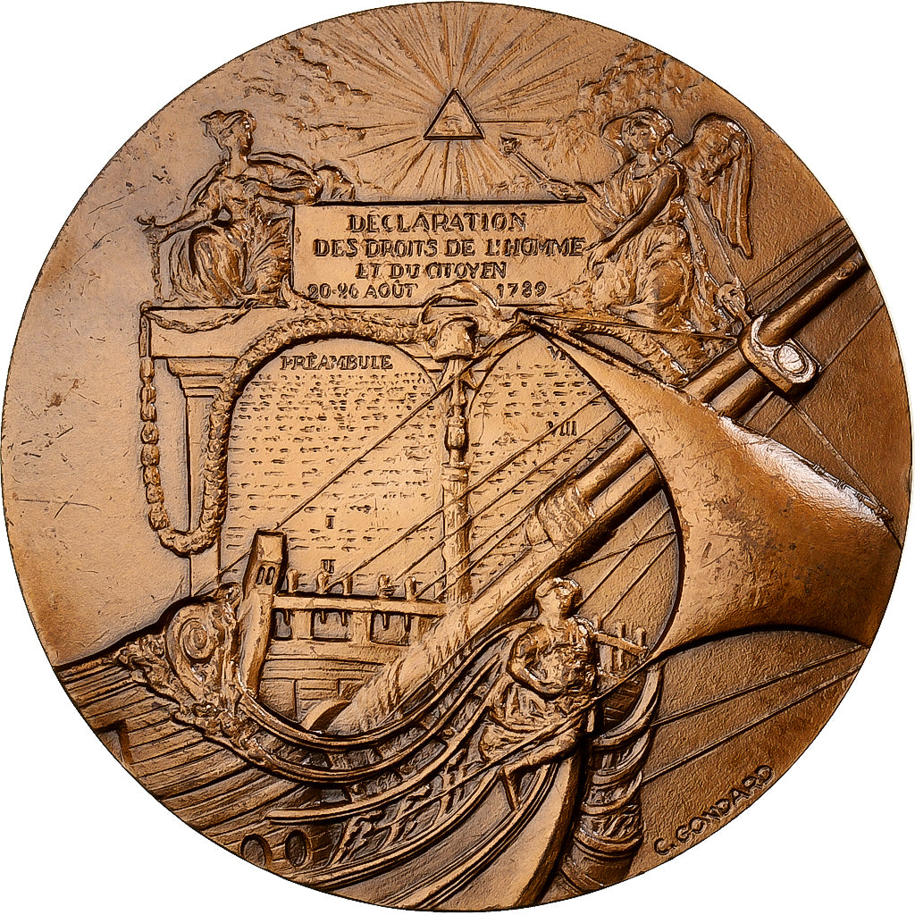 France, Médaille, Déclaration des Droits de l'Homme, Bronze, C. Gondard, SUP