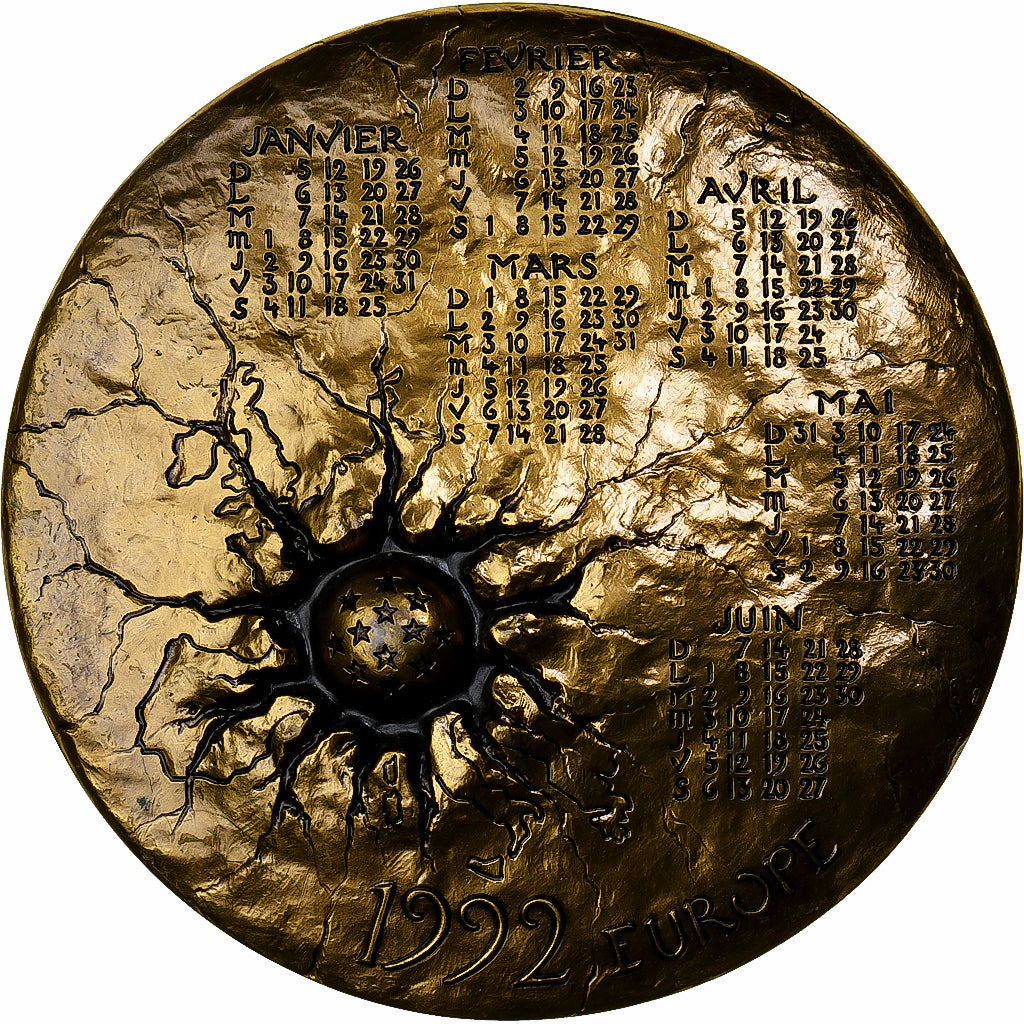 France, Medal, Calendrier, Femme nue et Taureau, Europe, 1992, Bronze, Mayot