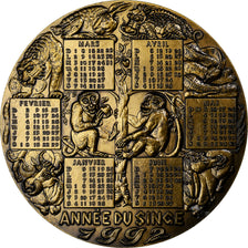 France, Medal, Calendrier, Année du Singe, 1992, Bronze Florentin, Oshio