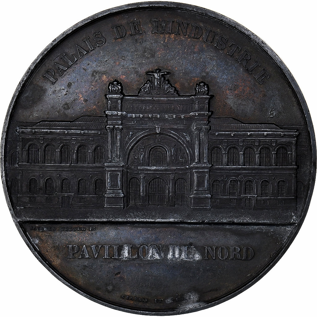 France, Médaille, Eugénie et Napoléon III, Palais de l'Industrie, Etain