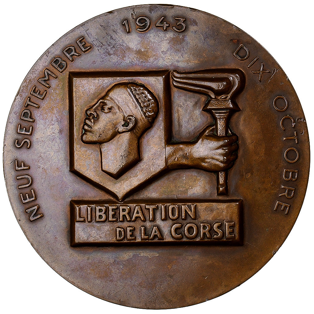 France, Medal, Seconde Guerre Mondiale, Libération de la Corse, 1943, Bronze