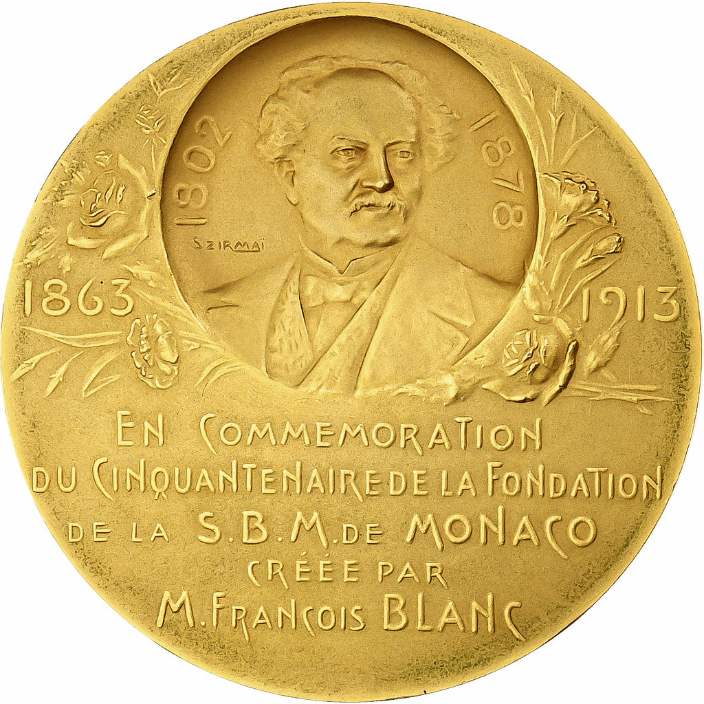 Monaco, medaglia, Cinquantenaire de la Société des Bains de Mer, 1913, Bronzo