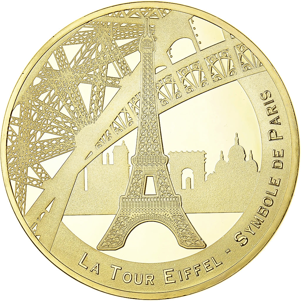 France, Médaille, La Tour Eiffel, Symbole de Paris, Copper Gilt, FDC