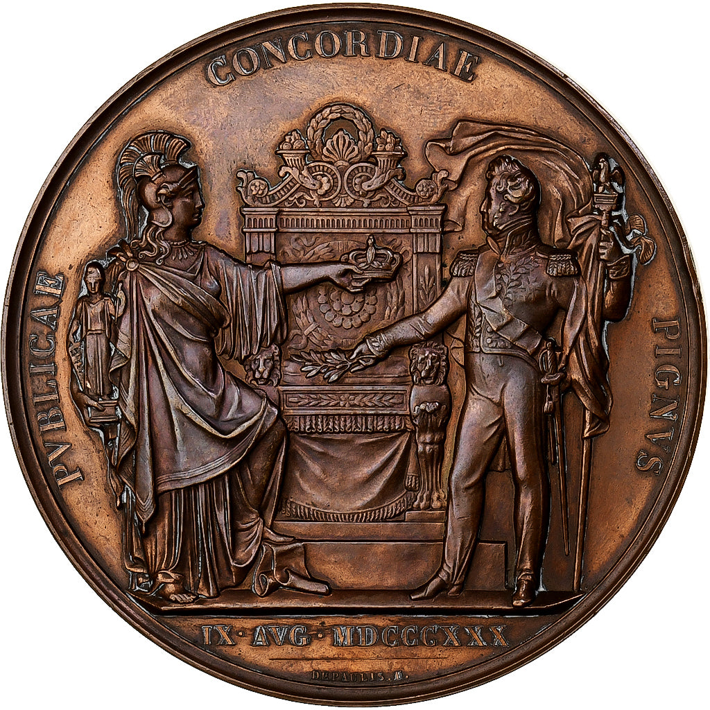 Francia, medaglia, Couronnement de Louis Philippe Ier, History, 1830, Depaulis