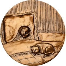 France, Médaille, Le Chat et la Souris, 1987, Bronze, SUP
