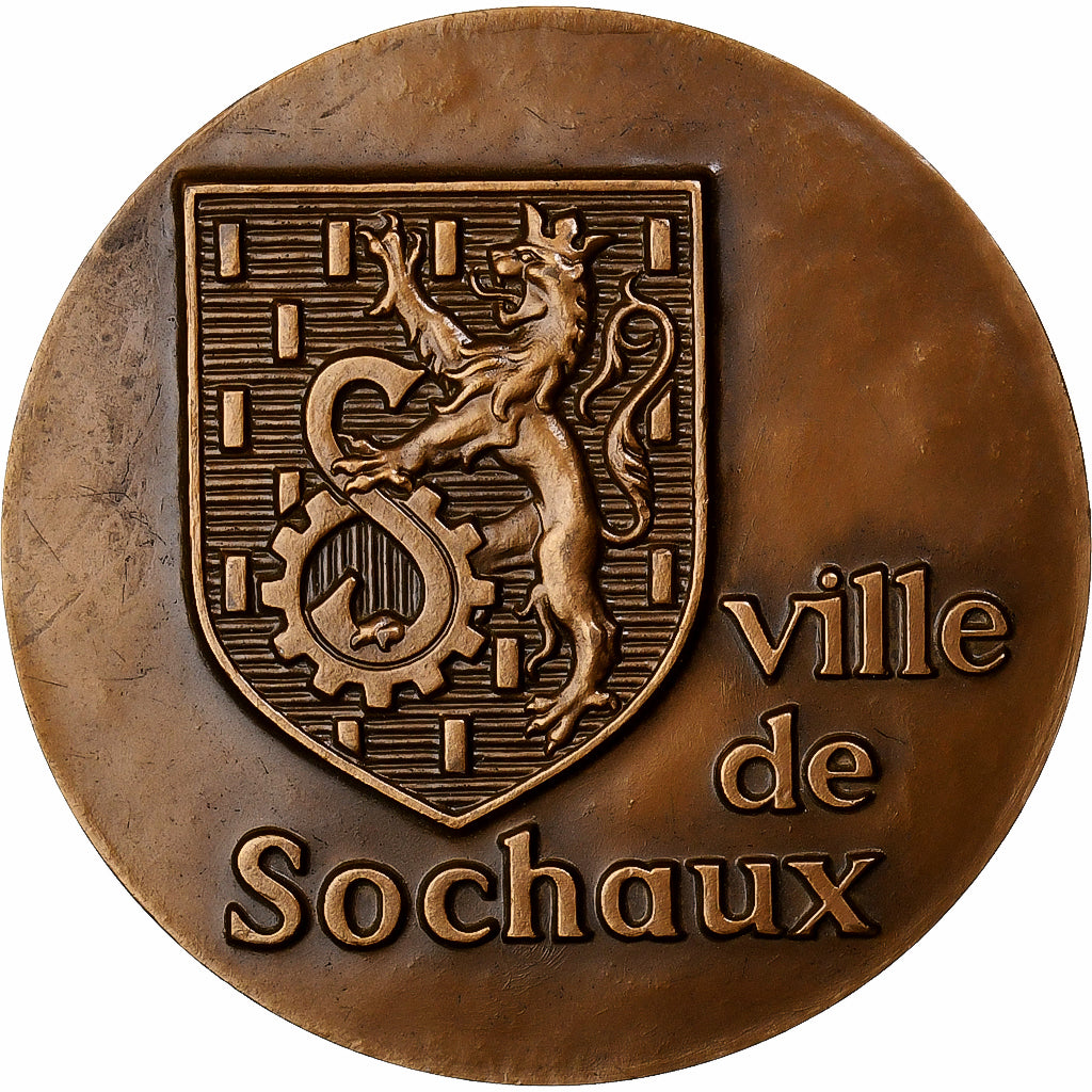Francia, medaglia, Ville de Sochaux, Peugeot, 1966, Bronzo, SPL