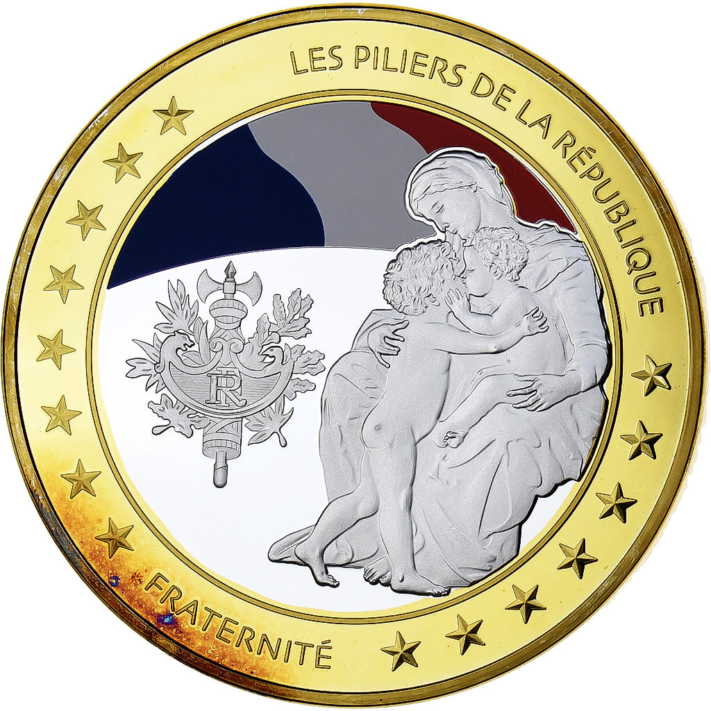 France, Medal, Les Piliers de la république, Fraternité, Silver Plated Copper