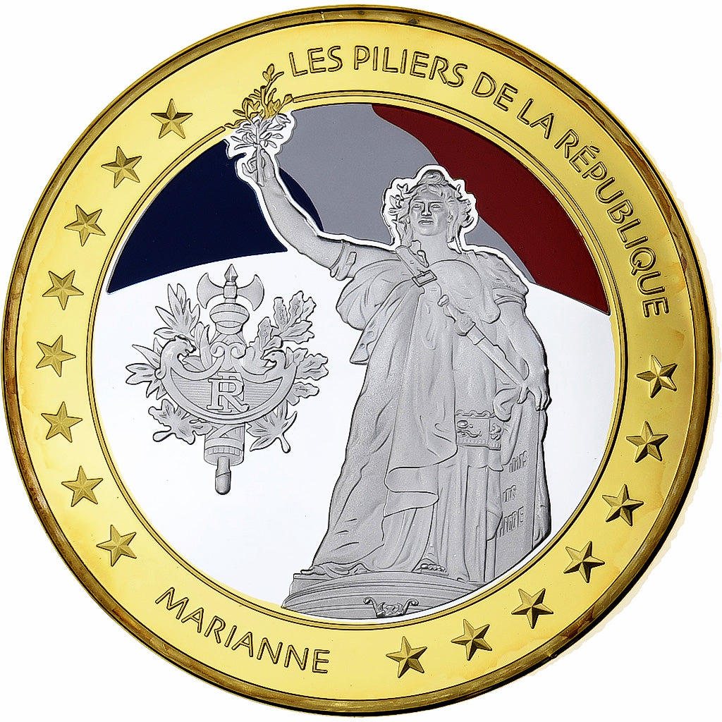 France, Medal, Les piliers de la République, Marianne, Silver Plated Copper
