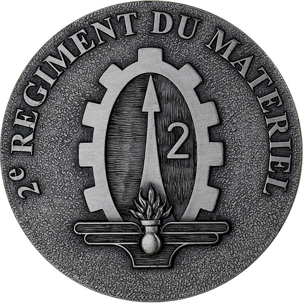 France, Medal, 2ème Régiment du Matériel, Silvered Metal, MS(63)